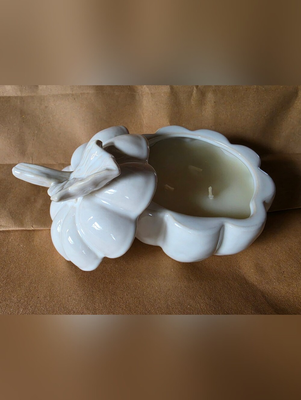Pottery Barn Ceramic Pumpkin Candle - Pumpkin Pie